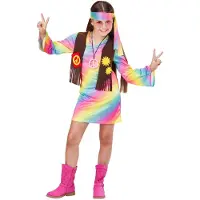 E-Carnavalskleding.nl Monivärinen hippiasu tytölle - 8-10 vuotta (140 cm)