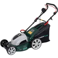 Powerplus POWPG10240 sähkökäyttöinen ruohonleikkuri nurmikon leikkuuseen 1800W 460mm 7 leikkuukorkeutta keruusäiliö 60L jopa 1000m2