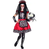 Finidi Punamusta Dia de los muertos- naamiaisasu lapselle - 11-13 vuotta (158 cm)