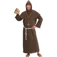 E-Carnavalskleding.nl "HISTORIALLINEN MUNKKI" (kaapu, vyö, huppu) - paksu kudottu kangas