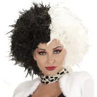 Finidi Cruella-peruukki, mustavalkoinen - Lyhyet peruukit