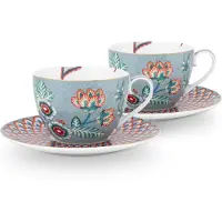 Pip studio Flower Festival cappuccinokuppi 2 kpl, sininen