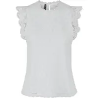 Pieces Pcolline Sl Lace Top Wvn Noos - White - L
