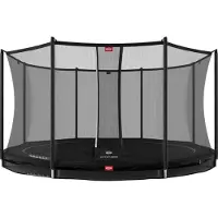 Berg trampoliini Favorit, sis. Comfort turvaverkon 380 cm musta