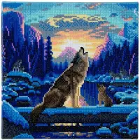 Craft Buddy Crystal Art Kits Canvas Howling Wolves Craft Buddy