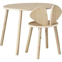 Nofred Mouse koulusetti, pöytä 58 cm, tuoli 40 cm, tammi