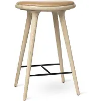 MATER high stool baarijakkara matala 69 cm nahka luonnonvärinen, saippuoitu tammiteline