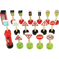 Bigjigs Wooden Traffic Signs 18pcs.