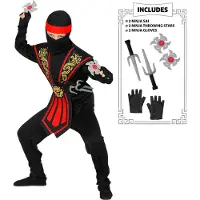 Widmann Taisteleva Ninja Lasten Naamiaisasu - Large