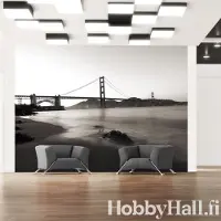 Artgeist San Francisco: Golden Gate Bridge mustavalkoisena fototapetti