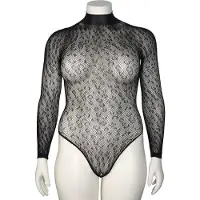 Nortie Oda Plus Size Musta Leopardikuvioinen Haaraton Body - Black - Plus size