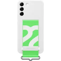 Samsung Galaxy S22+ Silicone Cover Strap suojakuori, valkoinen
