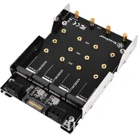 Silverstone SDP11, 4 x M.2 SATA SSD -kiinnitysadapteri 3.5" laitepaikkaan, musta/hopea
