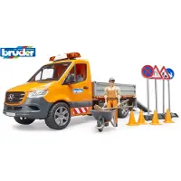 Stanley Jr. Bruder 2677 MB Sprinter tietyöauto ja liikennemerkit 1:16