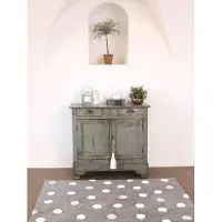 Hobby Hall Pestävä puuvillamatto Polka Dots Harmaa–Valkoinen 120x160 cm