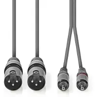 Nedis 2 x XLR uros - 2 x RCA uros XLR-audiokaapeli