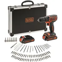 Black & Decker Langaton poravasara - 18V - BLACK+DECKER - BDCDC18BAFC-QW - 2 akkua - laturi - laatikko + 80 tarviketta