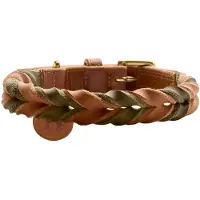 Hunter - Koiran panta Solid Education Duo lehmännahka konjakki/oliivinvihreä S-M 50cm - Koirat - Kaulapannat