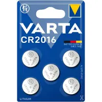 Varta 6016101415, Kertakäyttöinen akku, CR2016, Litium, 3 V, 5 kpl, 87 mAh (06016101415)