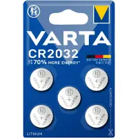 Varta 06032, Kertakäyttöinen akku, CR2032, Litium, 3 V, 5 kpl, 230 mAh (6032101415)