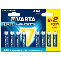 Varta Alkaliparisto AAA 1.5 V High Energy 8-Monipakkaus