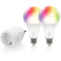 Deltaco Starterkit, 2x RGB LED Älylamppu E27 + 1 Smart Plug