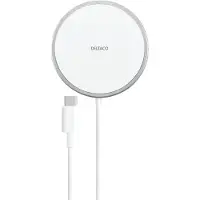Deltaco 15W langaton Qi + MagSafe-laturi, USB-C, 1m, valkoinen