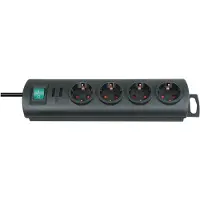 Brennenstuhl – Power strip, 4xCEE 7/3, 1xCEE 7/7, switch, increased touch protection, 1.5m cable, black (1153300124)