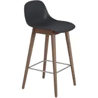 Muuto Fiber selkätuellinen baarituoli 65 cm Black-tummanruskeaksi petsatut jalat