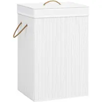 vidaXL Bambu pyykkikori 2 osiota valkoinen 72 l