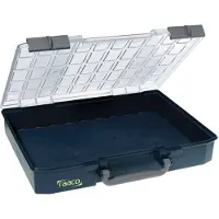 Raaco CarryLite 80, Työkalulaatikko, Polykarbonaatti (PC), Polypropeeni, Sininen, Läpinäkyvä, 13 kg, Sarana, 413 mm