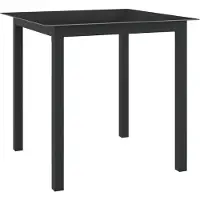 vidaXL Puutarhapöytä musta 80x80x74 cm alumiini ja lasi