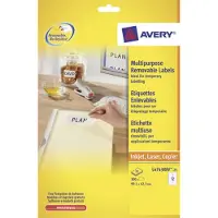 Avery Zweckform L4743REV-25, Valkoinen, Suorakulmio, Irroitettava, Valkoinen läpinäkyvällä, DIN A4, Universaali