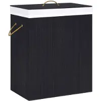 vidaXL Bambu pyykkikori 2 osiota musta 100 l