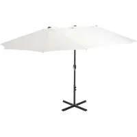 vidaXL Aurinkovarjo alumiinitanko 460x270 cm hiekanruskea