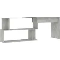 vidaXL Kulmapöytä betoninharmaa 200x50x76 cm lastulevy