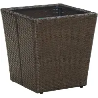vidaXL Teepöytä ruskea 41,5x41,5x44 cm polyrottinki ja karkaistu lasi