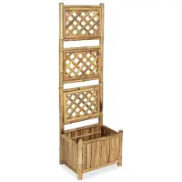 vidaXL Korotettu kukkalaatikko säleiköllä bambu 40 cm