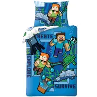 Minecraft Pussilakanasetti Minecraft, 140x200 + tyynyliina 70 x 90 cm