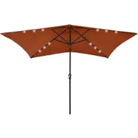 vidaXL Puutarha-aurinkovarjo LED-valot/terästolppa 2x3 m terrakotta