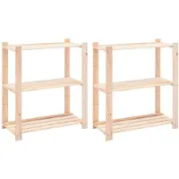 vidaXL 3-kerroksiset varastohyllyt 2 kpl 80x38x90 cm täysi mänty 150kg