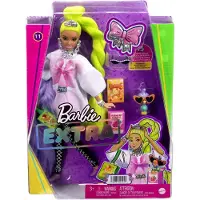 Barbie Extra -nukke ja -tarvikkeet neonvihreill hiuksilla, h yhenboa ja lemmikkipapukaija