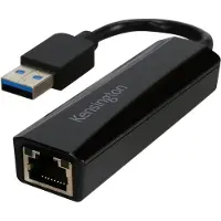 Kensington UA0000E - Verkkoadapteri - USB 3.0 - Gigabit Ethernet x 1 - musta