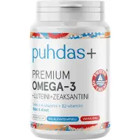 Raw Organic Puhdas+ Premium Omega-3 + Luteiini + Zeaksantiini 60 kaps.