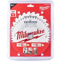 Milwaukee Katkaisuterä puulle 4932479574; 190x30 mm; Z24; Z48; +15°/+10°; 2 kpl.