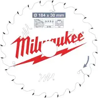 Milwaukee Katkaisuterä puulle 4932471297; 184x30x1,6 mm; Z24; 15°