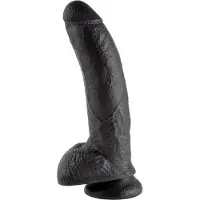 King Cock Aidonkaltainen Dildo Kiveksillä 23 cm - Musta