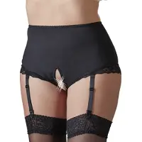 Cottelli Plus Size - sukkanauhavyömuotoiset avobikinit (musta) - 3XL