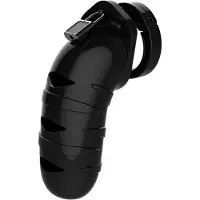 Man Cage 05 Penislukko – Musta 14 cm Polykarbonaatti, 4 Rengaskokoa (Siveyslukko Miehille)