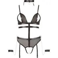 Cottelli collection Cottelli Bondage Haaraton Teddy Kahleilla - Musta - XL